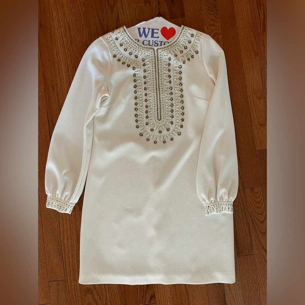 Tina Turk studded mini white dress